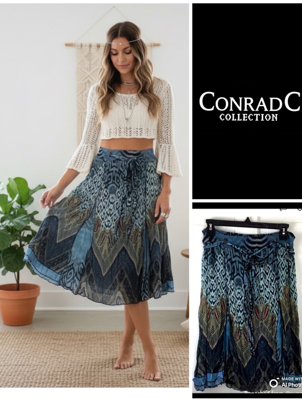 Bohemian Blue A-Line Skirt